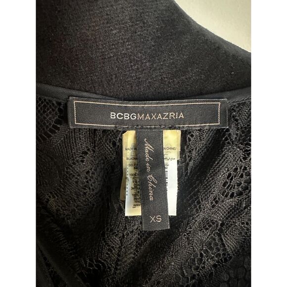 BCBGmaxazria Irregular Hem Black Stretch Lace Slip Dress Size XS (Fits like S\M) - Picture 8 of 9